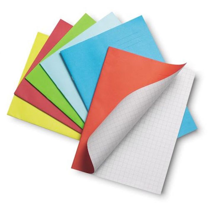 A4 Exercise Books 32 page 8mm Feint Lined with Margin, Red Cover