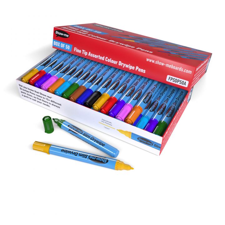 Drywipe Pen, Slim Barrel Fine Tip - Assorted Colours