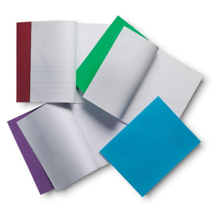 9x7 inch Exercise Book 64p 8mm Ruled &amp;amp;amp; Plain Alternative, Red Cover