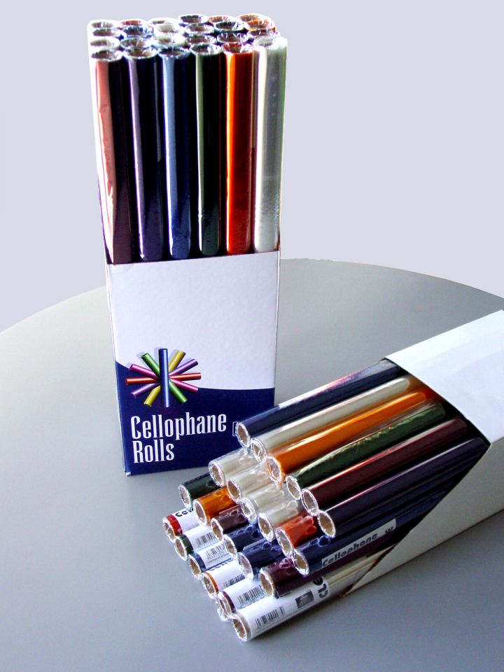 500mm x 4.5m Cellophane Rolls Assorted (with Display Carton) 